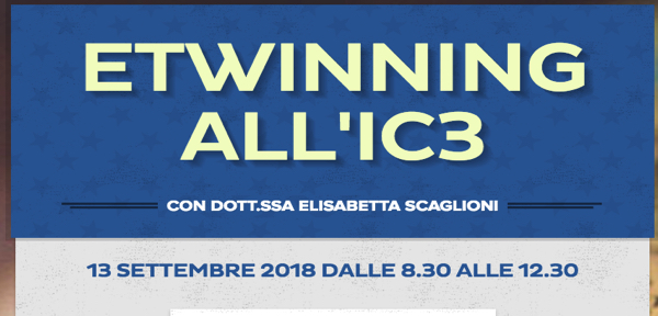 ETWINNING ALL'IC3 Modena: giovedì 13 settembre 2018 ore 8.30 -12.30 con Elisabetta Scaglioni  c/o Mattarella