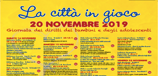 Mercoledi Novembre 19 Giornata Dei Diritti Dei Bambini E Degli Adolescenti La Citta In Gioco Iniziative Dal 16 Al 24 Novembre Comune Di Modena Istituto Comprensivo 3 Di Modena