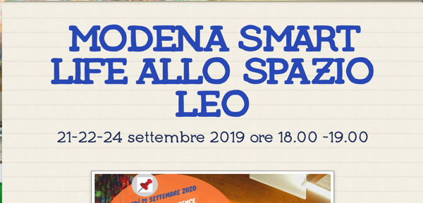 #MODENA SMART LIFE ALLO SPAZIO LEO_21-22-24 settembre 2020 ore 18.00 -19.00_IC3 Modena