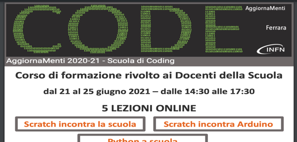 #CODE_Scuola di Coding Ferrara_Corso di formazione rivolto ai Docenti della Scuola  dal 21 al 25 giugno 2021 – dalle 14:30 alle 17:30