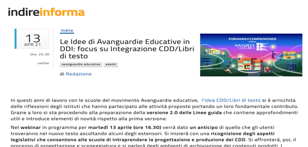 #martedì 13 aprile ore 16.30_Le Idee di Avanguardie Educative in DDI: focus su Integrazione CDD/Libri di testo