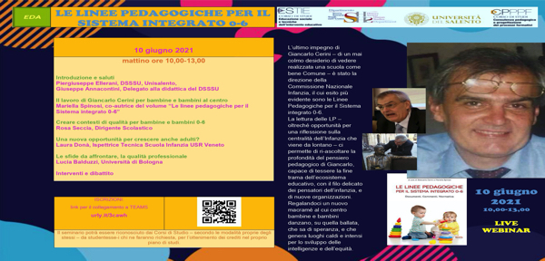 #10 giugno 2021 10.00-13.00 Live Webinar_ LE LINEE PEDAGOGICHE PER IL SISTEMA INTEGRATO 0-6