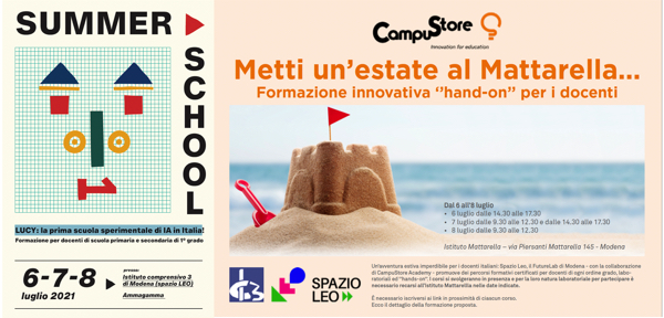 # 6-7-8 luglio Il grande STEAM_Summer School presso SpazioLEO IC3 Modena: Lucy, Google Workspace, e.DO robotica avanzata e  STEAM  a cura di Ammagamma e Campustore