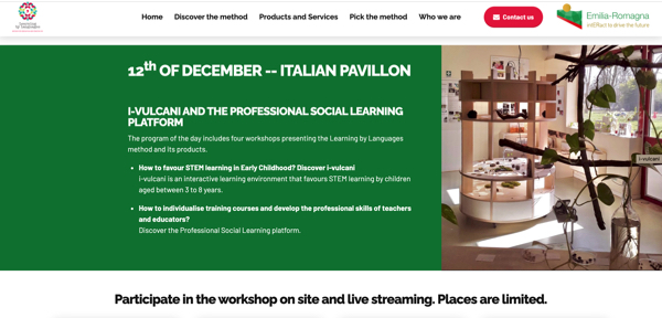 #12th of December -EXPO , Dubai- Italian Pavillon I-VULCANI AND THE PROFESSIONAL SOCIAL LEARNING PLATFORM