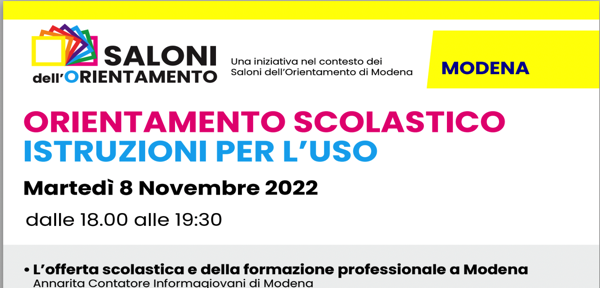 #Martedì 8 Novembre 2022 18:00-19:30_Salone dell'Orientamento Modena_streaming  canale Youtube di Memo