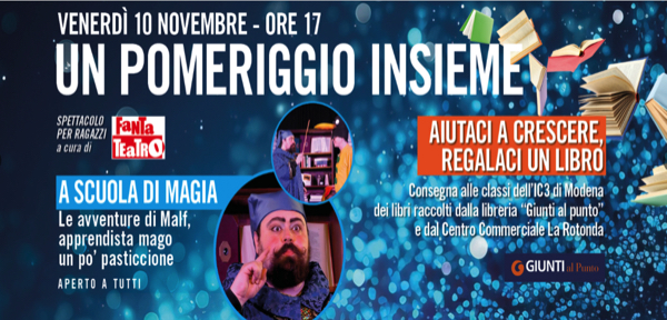 #Venerdì 10 novembre alle 17.00 spettacolo “A scuola di magia” a cura di Fantateatro c/o libreria Giunti La Rotonda