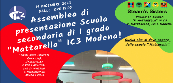 #martedì 19 dicembre 2023 ore 18.00 assemblea di presentazione scuola secondaria di I grado Mattarella c/o Mattarella