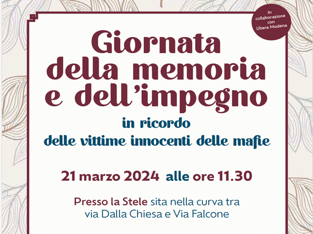 #21 marzo 2024_Giornata della Memoria e dell'Impegno c/o la Stele fra Via Dalla Chiesa e Falcone: IC3 Modena Mattarella presente con le classi prime